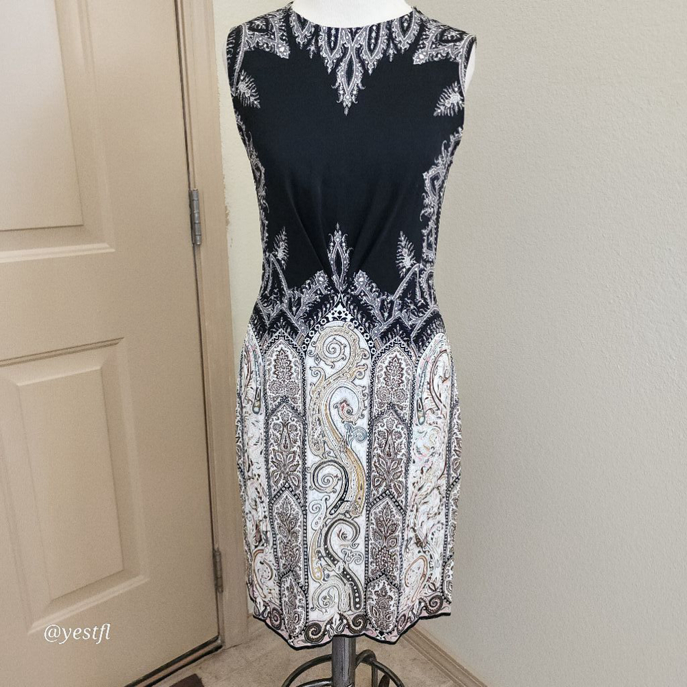 Women's Etro Paisley Dress - Size 42 - US6 Black and White